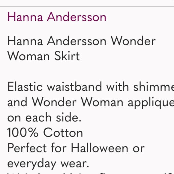 Hanna Andersson Wonder Woman Skirt Size 5 K6 Halloween costume - Picture 3 of 5
